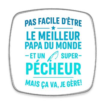 Super Papa Pêcheur pêche cadeau fête des père - Magnet carré - blanc - Devant