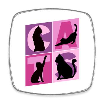 Katze Kätzchen Kater Kitten Mieze Silhouette Kunst - Viereckiger Kühlschrankmagnet - Weiß - Vorne
