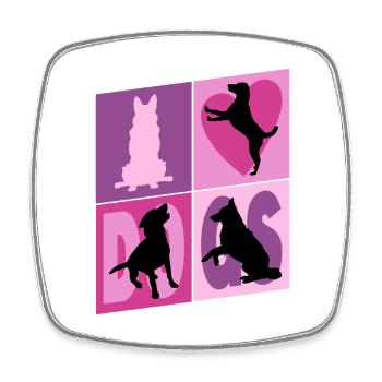 Dogs I Love Dogs Silhouettes Doggy Vintage - Square fridge magnet - white - Front