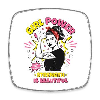 Femme Pop Art Girl Power Girl Power Girl Strong - Magnet carré - blanc - Devant