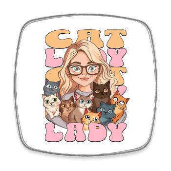 Chats Chat Dame Femme Fille J’aime Chats Drôle - Magnet carré - blanc - Devant