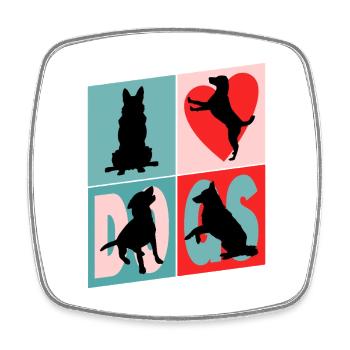 Chiens J’aime Chiens Silhouettes Chien Maman Chien Papa - Magnet carré - blanc - Devant