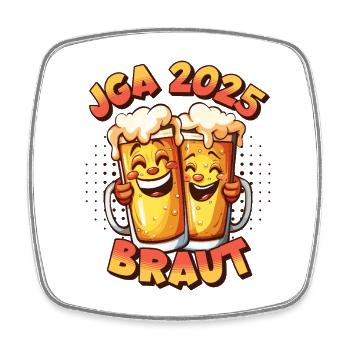 Bachelor Party 2025 Bride Beer Alcohol Booze Party Funny - Square fridge magnet - white - Front