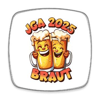 Bachelor Party 2025 Bride Beer Alcohol Booze Party Funny - Square fridge magnet - white - Front