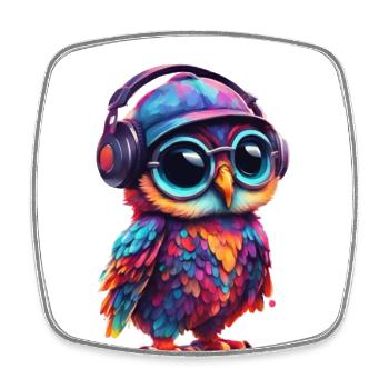 Mignon bébé hibou hibou dit salut - Magnet carré - blanc - Devant