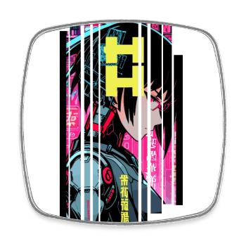 Cyborg Woman Futuristic Symbol - Square fridge magnet - white - Front