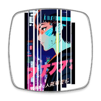 Cyborg Frau Futuristische Kanji - Viereckiger Kühlschrankmagnet - Weiß - Vorne