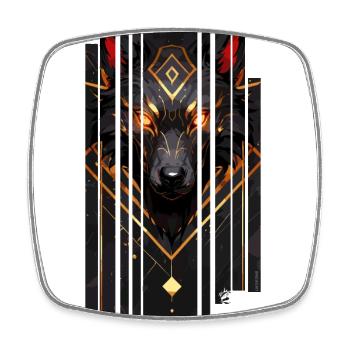 Golden Wolf Cyborg - Square fridge magnet - white - Front