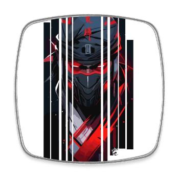 Cyborg Mann Ninja Kanji Rot - Viereckiger Kühlschrankmagnet - Weiß - Vorne