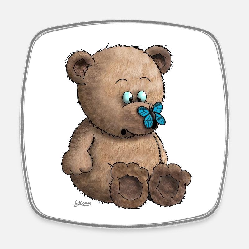 teddy bear - Square fridge magnet - white