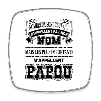 Meilleur grand-père papou cadeau humour papi papy - Magnet carré - blanc - Devant