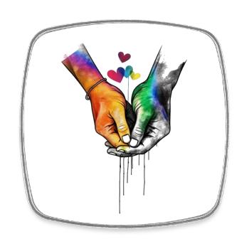 Fierté Amour Mains - Magnet carré - blanc - Devant