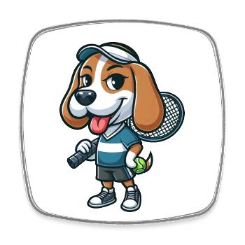 Lustiger Beagle spielt Tennis Comic für Tennisfans - Viereckiger Kühlschrankmagnet - Weiß - Vorne