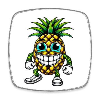 Ananas Frucht fruchtig sommer cool süß Cartoon - Viereckiger Kühlschrankmagnet - Weiß - Vorne