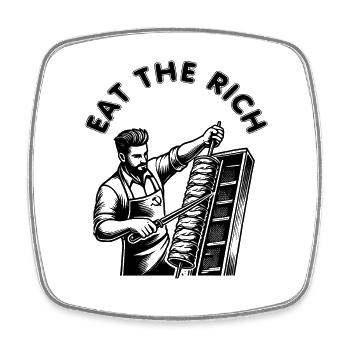Eat the rich - Viereckiger Kühlschrankmagnet - Weiß - Vorne