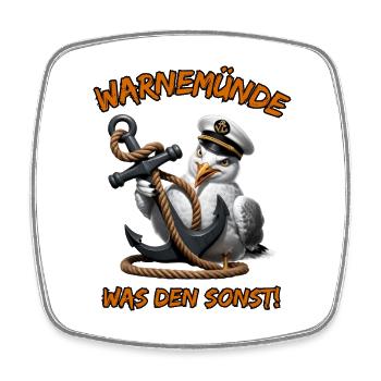 Avertissez quoi d’autre ! - Mouette drôle avec ancre - Magnet carré - blanc - Devant