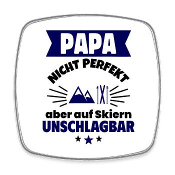 Papa nicht perfekt, Skiheld zum Vatertag - Viereckiger Kühlschrankmagnet - Weiß - Vorne