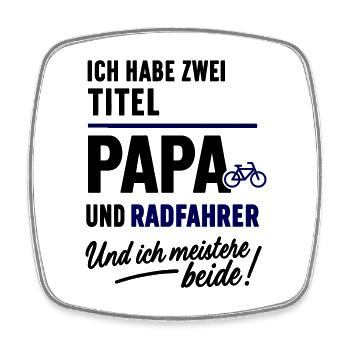 Papa und Radfahrer Vatertagsdesign - Viereckiger Kühlschrankmagnet - Weiß - Vorne