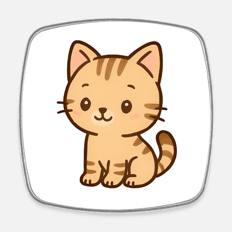 Motif de dessin animé de chaton mignon - Magnet carré - blanc