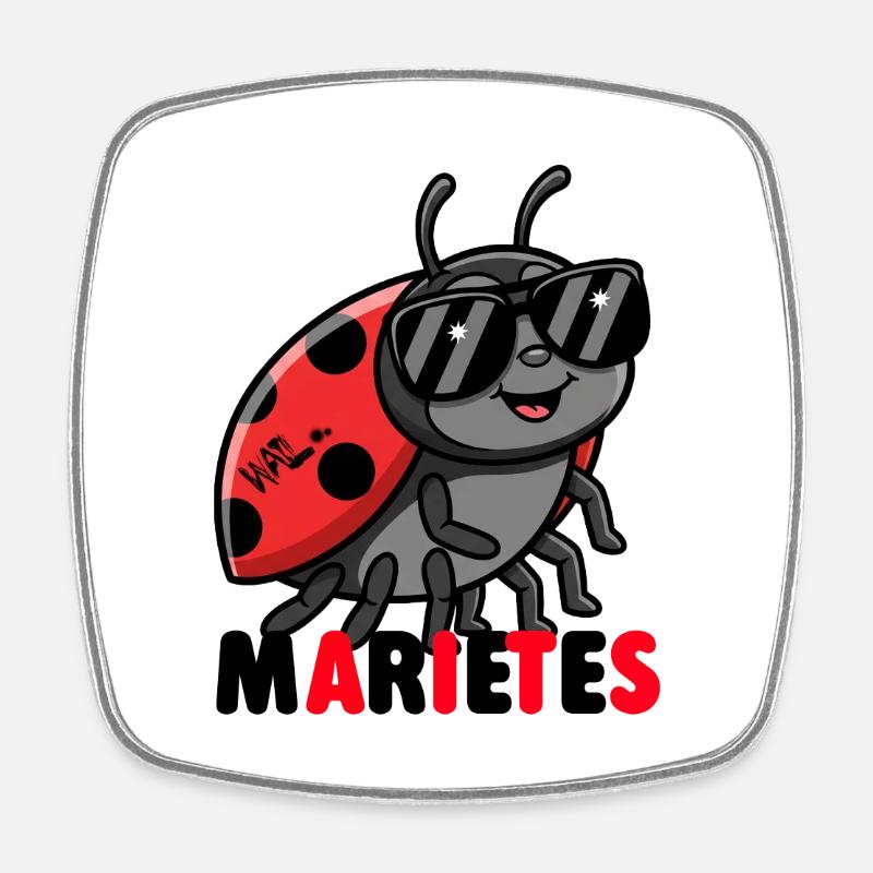 Ladybug with sunglasses - Square fridge magnet - white