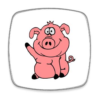Mignon bande dessinée bande dessinée ondes de cochon amical - Magnet carré - blanc - Devant