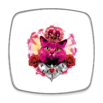 Pink Cat the Queen in Glow - Square fridge magnet - white - Front