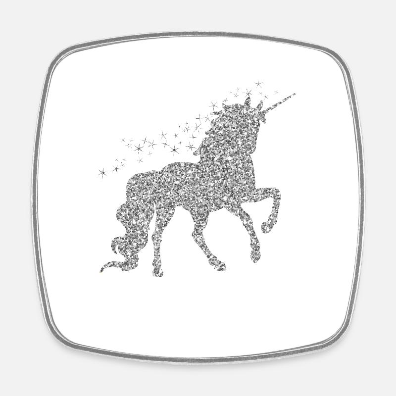 Das silberne glitzer Einhorn - Viereckiger Kühlschrankmagnet - Weiß
