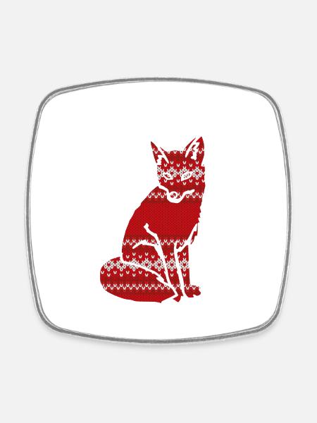 Weihnachten Fuchs - Strick Effekt - Viereckiger Kühlschrankmagnet - Weiß