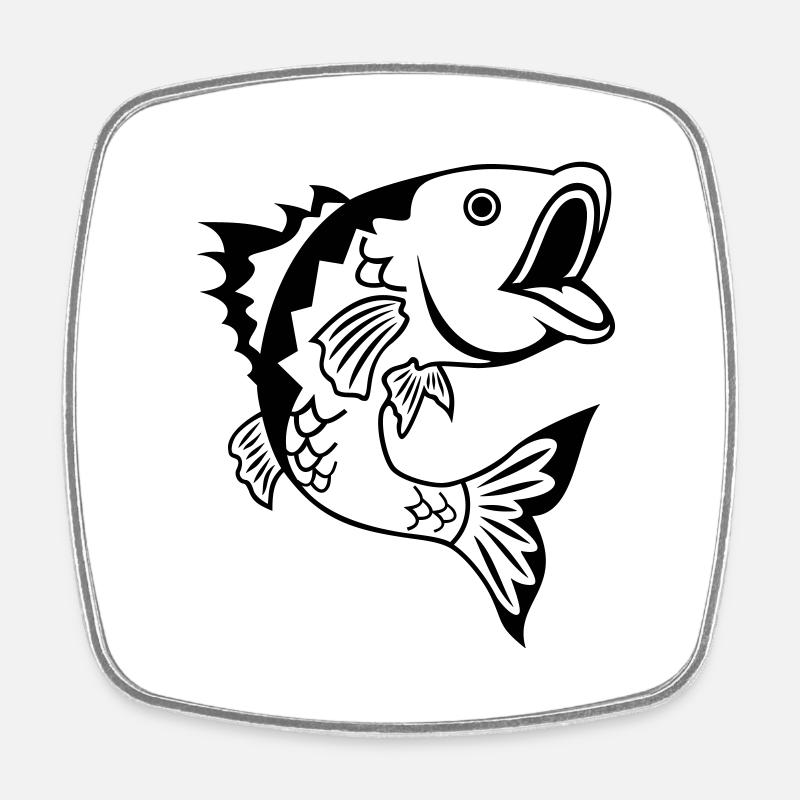 Fisch - Viereckiger Kühlschrankmagnet - Weiß