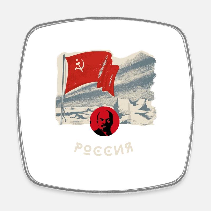 russie, lenin, drapeau, faucille, drapeau, moscou, russie - Magnet carré - blanc