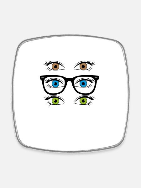 Augen Brille - Viereckiger Kühlschrankmagnet - Weiß