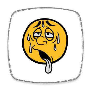 gesicht comic cartoon kreis rund erschoepft sonne - Viereckiger Kühlschrankmagnet - Weiß - Vorne