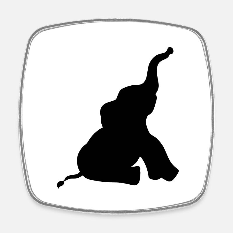 silhouette schatten umriss elefant klein sitzend s - Viereckiger Kühlschrankmagnet - Weiß