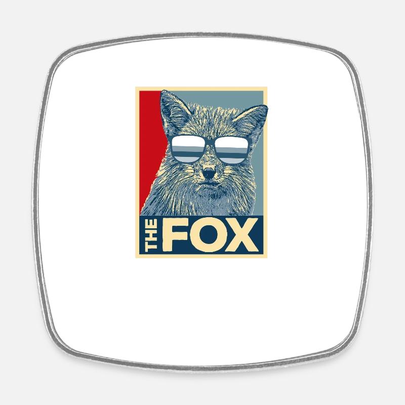 Fuchs Tiere Tier Cool WildnisComic Geschenk - Viereckiger Kühlschrankmagnet - Weiß