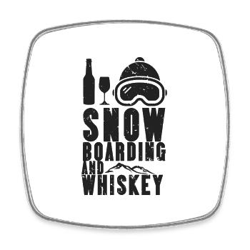 Snowboard Winter Sport Boarding Schnee Whiskey - Viereckiger Kühlschrankmagnet - Weiß - Vorne