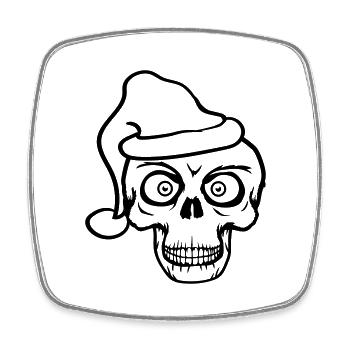 horror eyes cool skull christmas santa claus - Square fridge magnet - white - Front