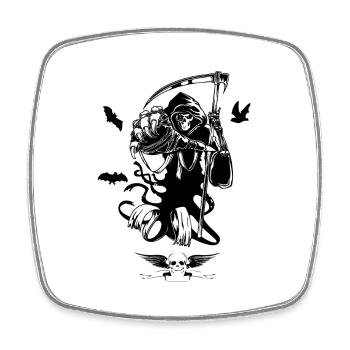 tod tot sensenmann friedhof halloween shirt - Viereckiger Kühlschrankmagnet - Weiß - Vorne