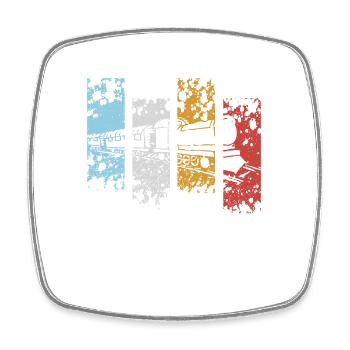 Train Trains Retro Vintage Locomotive Gift Geek - Square fridge magnet - white - Front