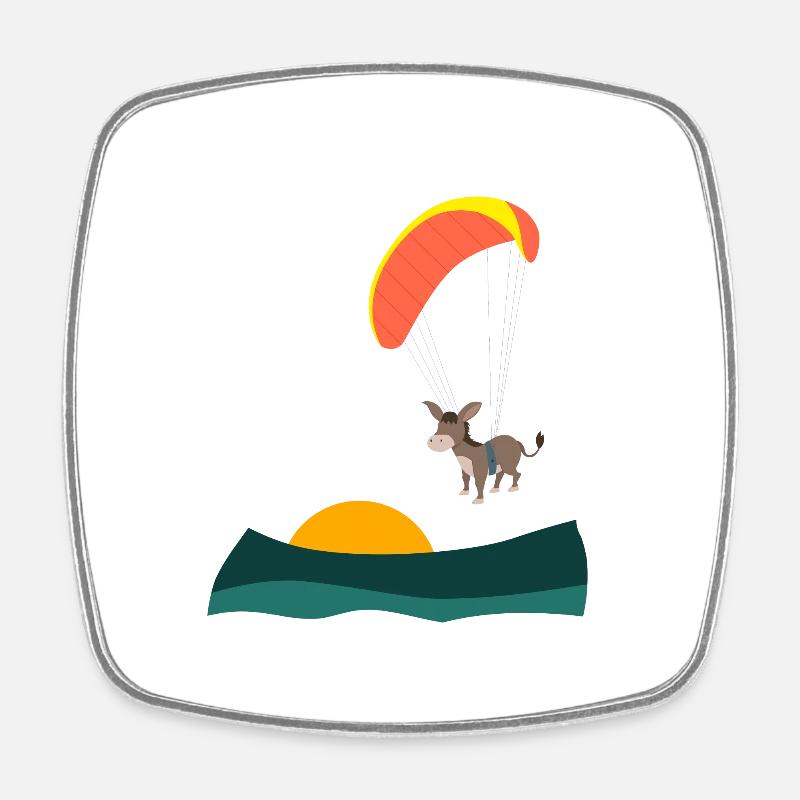 Donkey flies paraglider - Square fridge magnet - white