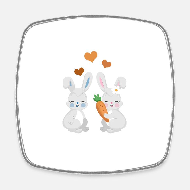 Cute bunnies - Square fridge magnet - white