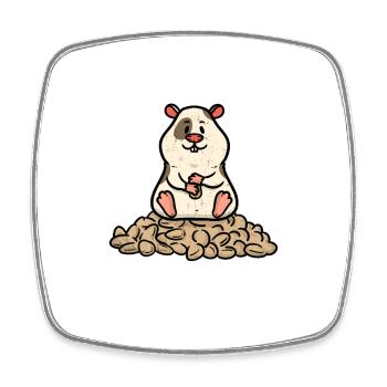 Petit hamster avec beaucoup de cacahuètes - Magnet carré - blanc - Devant