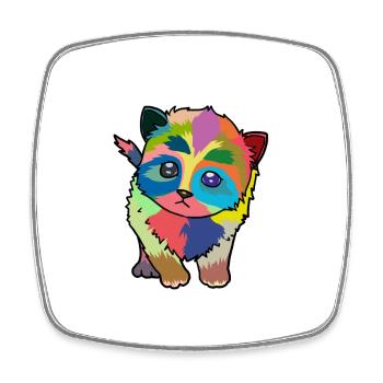 Little colorful cute cat - Square fridge magnet - white - Front