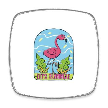 Let’s Flamingle TShirt Flamingo rose rose cadeau - Magnet carré - blanc - Devant