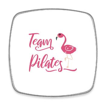 Team Pilates Shirt Flamingo Gift Yoga Sport - Square fridge magnet - white - Front