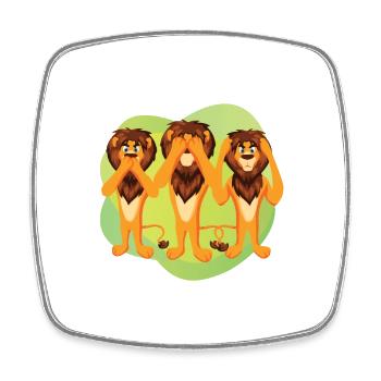 Lion - Magnet carré - blanc - Devant