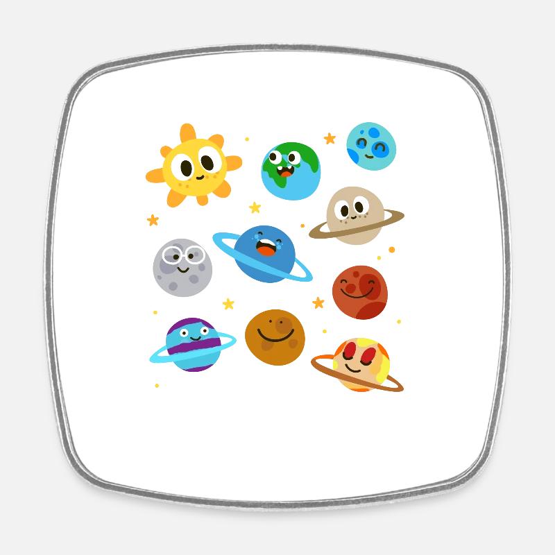 Planet galaxy solar system universe - Square fridge magnet - white