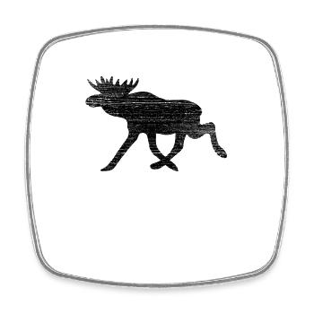 Elch Scandinavie bois rétro vintage - Magnet carré - blanc - Devant