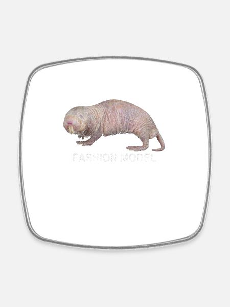 Nacktmull Mole Tier - Viereckiger Kühlschrankmagnet - Weiß