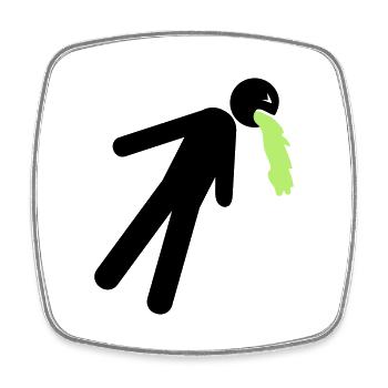 funny puking vomit nausea hangover alcohol - Square fridge magnet - white - Front