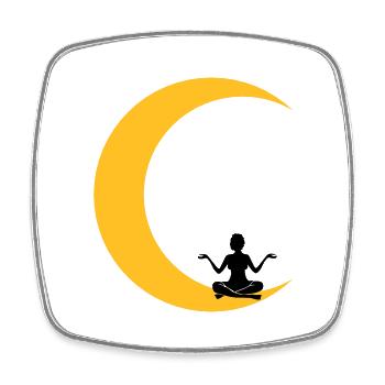 meditate moon yoga pray fitness woman love herself - Square fridge magnet - white - Front